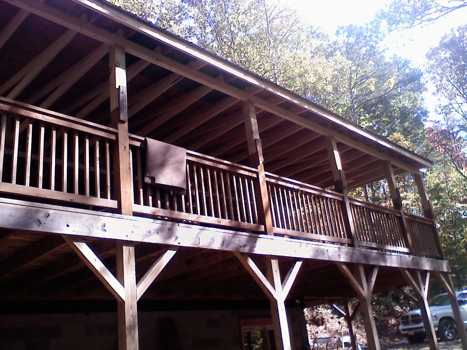 Timber framing under a new elevated porch and deck — Roof Leak Repair in Luthersville by Roofing Brothers